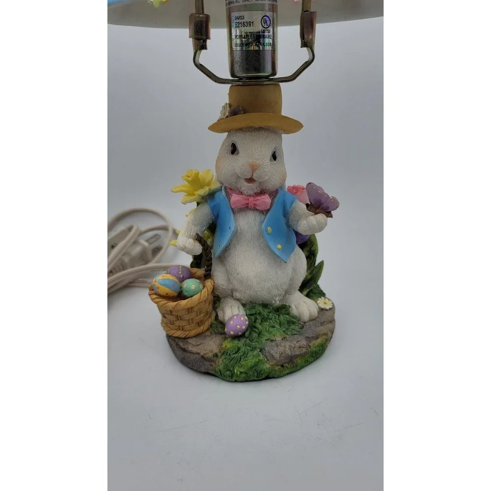 Easter Bunny Rabbit Nightlight Accent Lamp Eggs Flowers Butterfly Blue Works